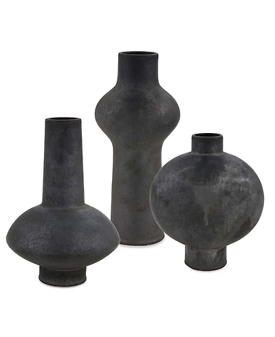 Uttermost Charcoal Bloom Indoor-Outdoor Vases, Set of 3