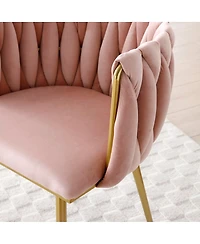 Streamdale Furniture Modern Velvet Dining Chairs Set of 2 with Golden Metal Legs