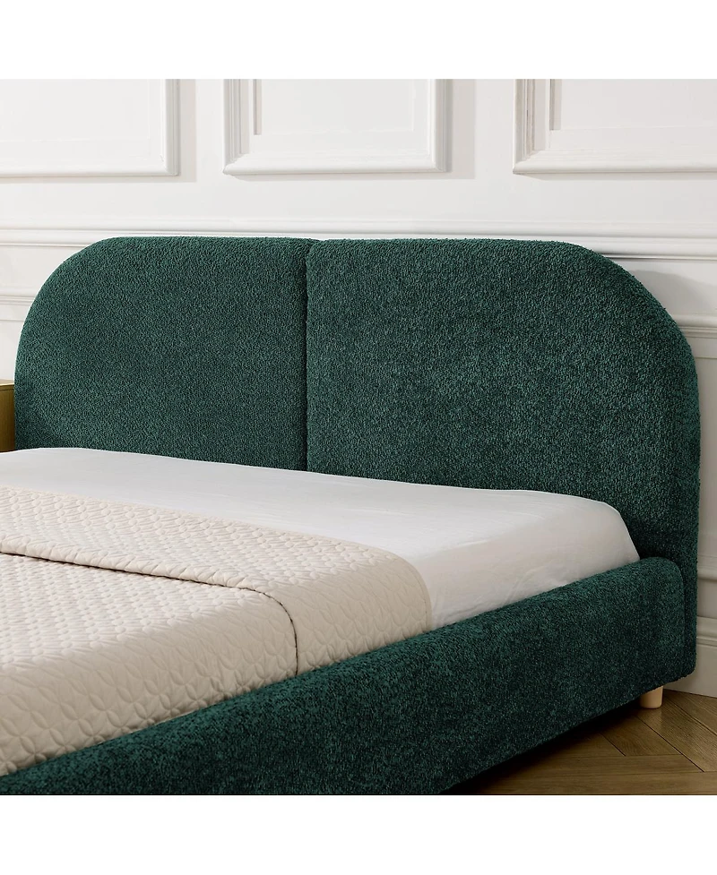 Streamdale Furniture Modern Queen Green Fabric Bed with Headboard