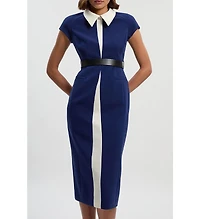 Karen Millen Women's Contrast Collar Tailored Midi Dress
