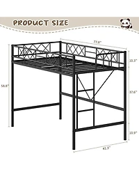 gaomon Loft Bed for Teens & Adults, Metal Frame with Safety Guardrail Flat Ladder Rung, Heavy Duty Steel Slats, Space Saving Design, No Box