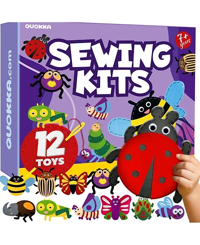Quokka Kids Crafts Ages 4-8 Diy Beginner Needle and Thread Kit - 12 Sewing Basic