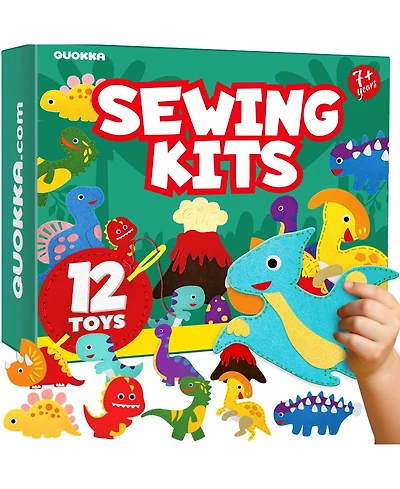 Quokka Kids Crafts Ages 4-8 Diy Beginner Needle and Thread Kit - 12 Sewing Basic