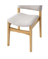 Streamdale Upholstered Stackable Dining Chairs Set of 4 - Linen Fabric, Solid Wood Frame