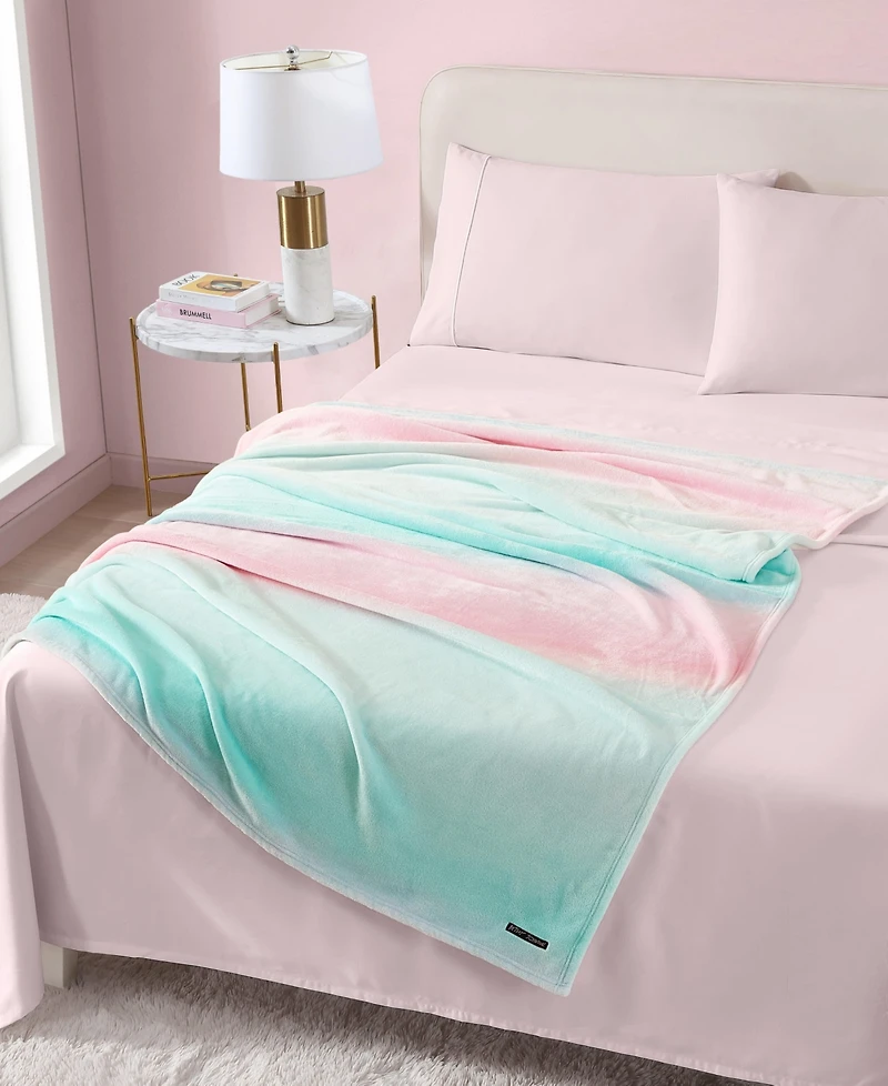 Betsey Johnson Ombre Printed Plush Throw, 70" X 50"