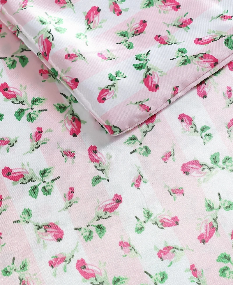 Betsey Johnson Rose Stripe Satin 2-Pc. Duvet Cover Set, Twin