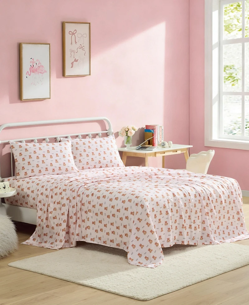 Betsey Johnson Nerdy Teddies Microfiber -Pc. Sheet Set