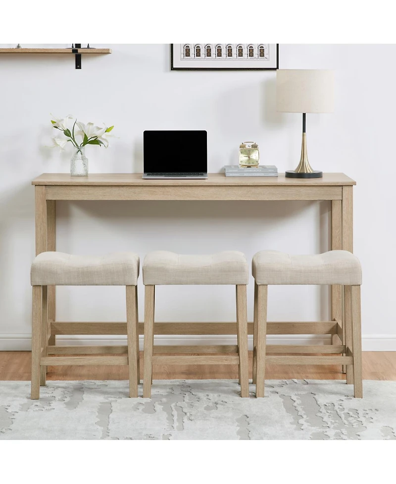 Streamdale Furniture Streamdale 4-Piece Bar Table Set with Power Outlet & 3 Padded Stools