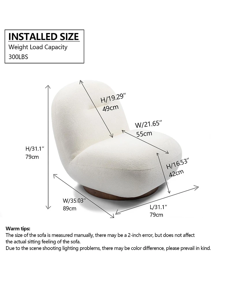 Streamdale Furniture Luxury Modern Swivel Accent Chair, Boucle Rotating Sofa Chair, Minimalist Cloud Chair