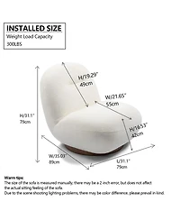 Streamdale Furniture Luxury Modern Swivel Accent Chair, Boucle Rotating Sofa Chair, Minimalist Cloud Chair