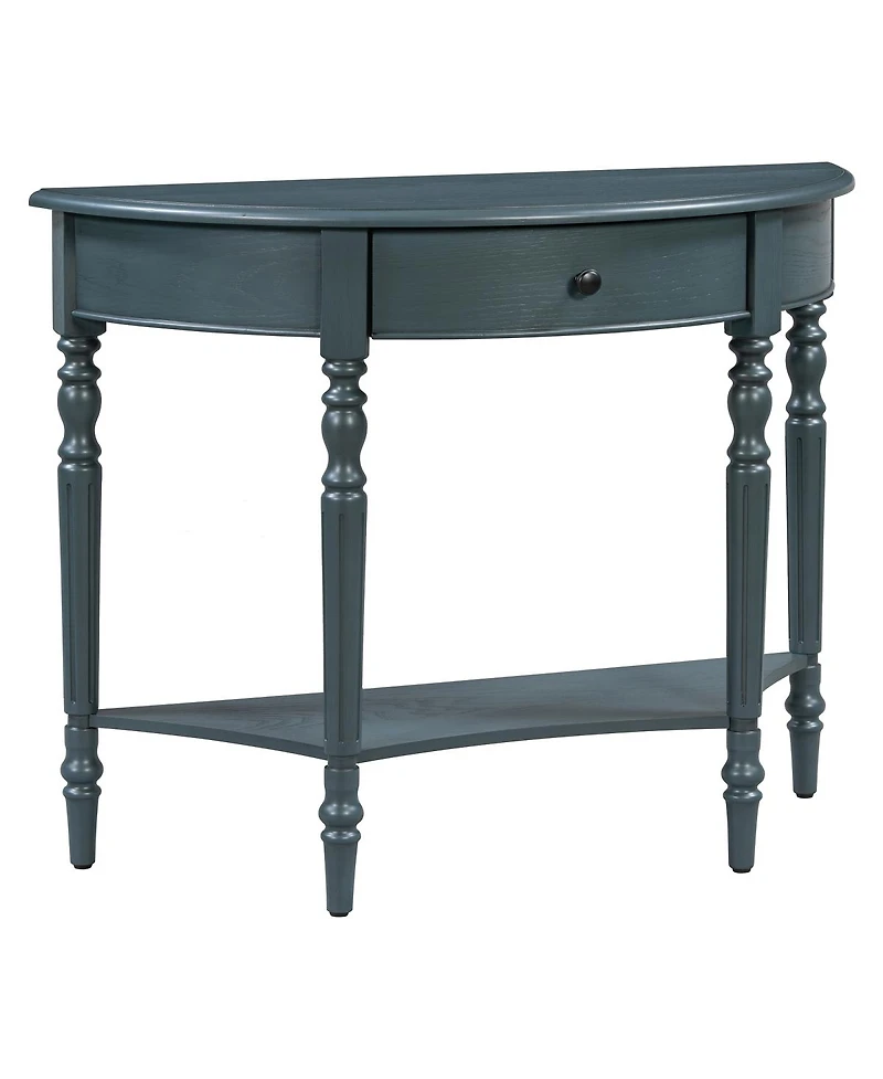 Streamdale Furniture Farmhouse Navy Half Moon Console Table with Drawer & Shelf