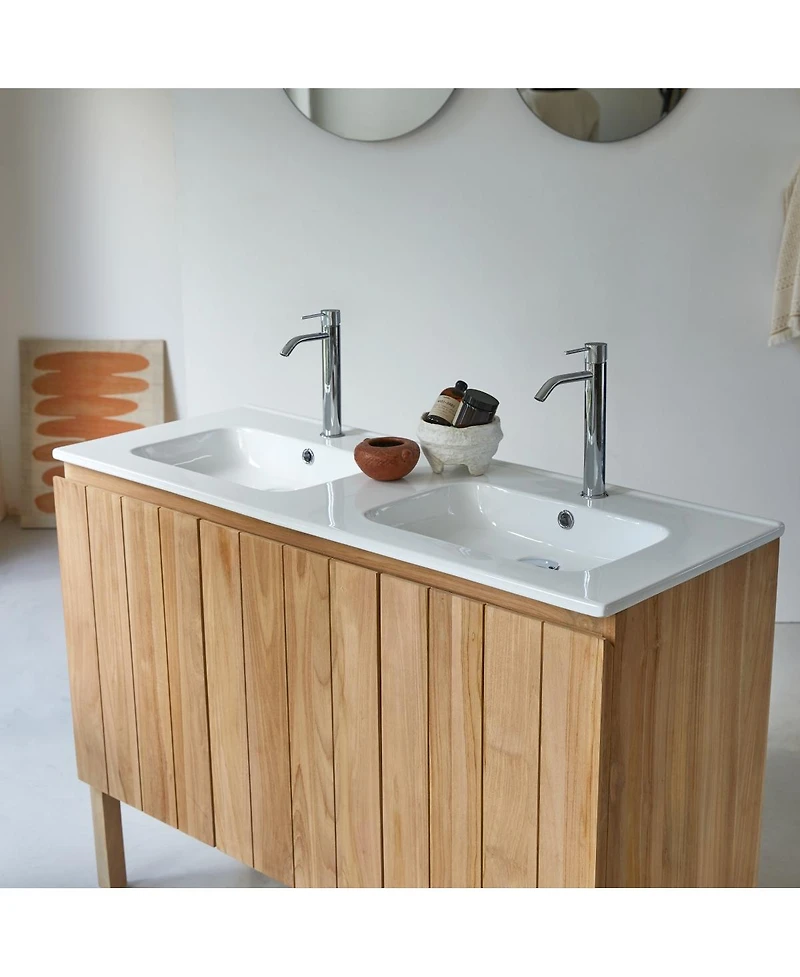 Tikamoon Teak and Ceramic Vanity Cabinet 120 cm Jill