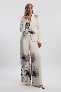 Karen Millen Women's Floral Crepe Single Breasted Blazer