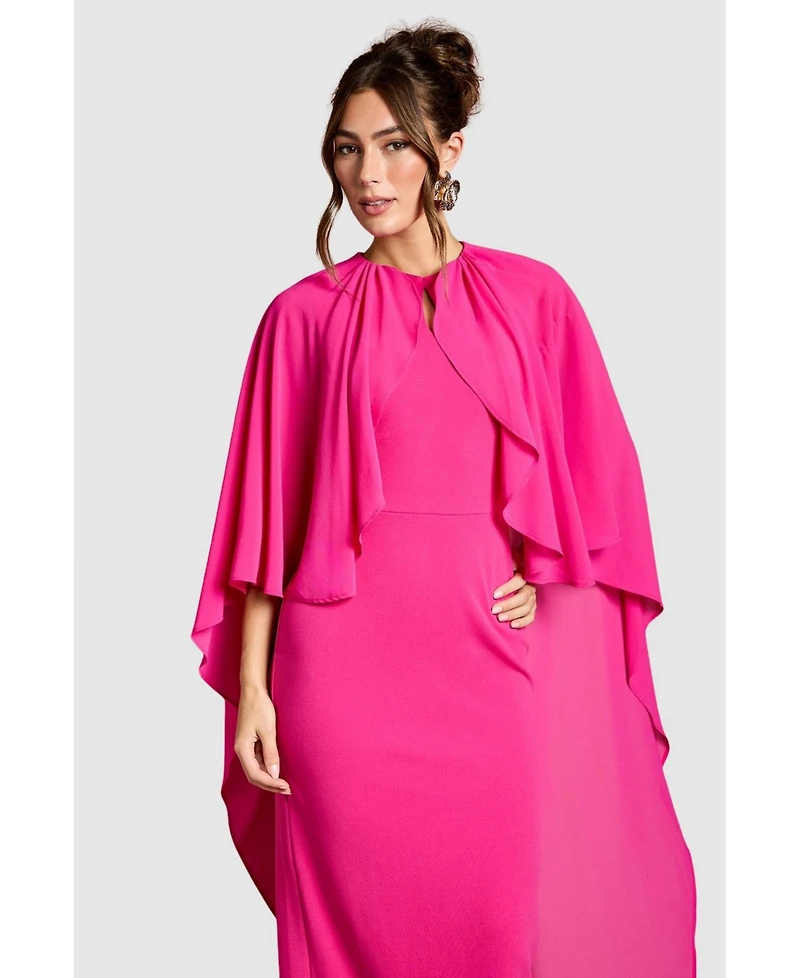 Coast Women's Ruffle Chiffon Cape Crepe Maxi Dress