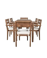 Streamdale Furniture Acacia Wood Outdoor Dining Set with Cushions - 7 Pieces