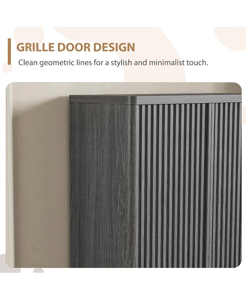 gaomon Modern Wooden Shoe Cabinet with Adjustable Shelves and Fluted Door – Narrow Entryway Shoe Organizer