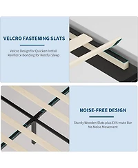 gaomon Full Soft Upholstered Led Bed Frame Adjustable Headboard Footboard Wood Slats No Box Spring Easy Build