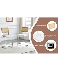 Streamdale Furniture Streamdale Natural rattan bar stool 2-piece set with solid wood backrest