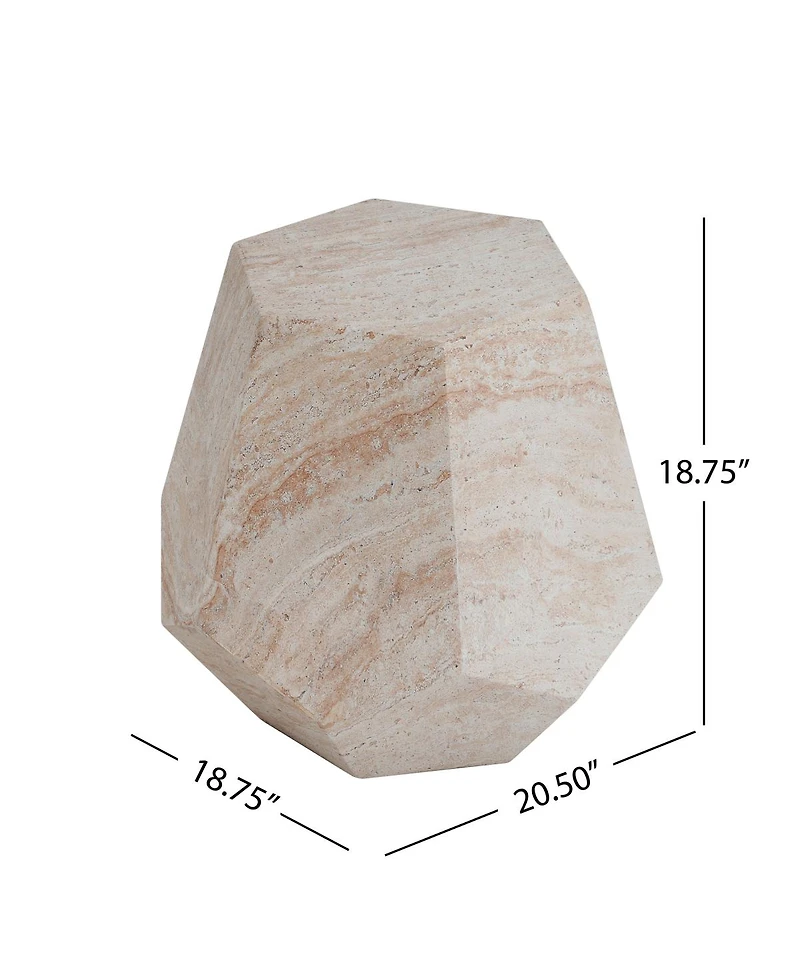 Streamdale Furniture Lightweight Concrete/Travertine Hexagonal Side Table