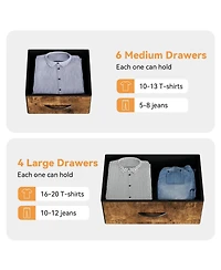 gaomon 10 Drawer Fabric Dresser & Chest of Drawers with Fabric Bins, Side Pockets & Sturdy Steel Frame for Closet Hallway Living Room