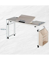 gaomon Overbed Laptop Table with Wheels, Adjustable Desk Cart with Tilt Board, Rolling Bed Eating Table for Home & Hospital