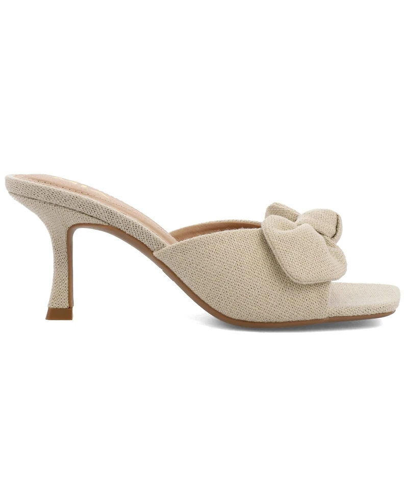 Mia Women's Elyzza Bow Slip-On Square-Toe Dress Sandals