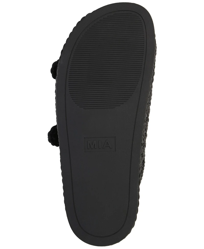 Mia Women's Trendy Woven Double Buckle Slide Sandals