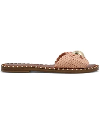 Mia Women's Braided Raffia Gold-Tone Hardware Slip-On Slide Sandals