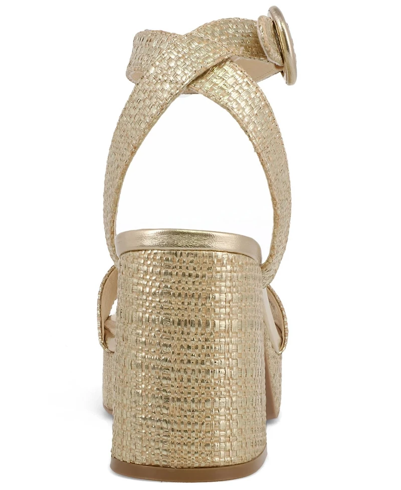 Mia Women's Renee Raffia Block Heel Platform Sandals