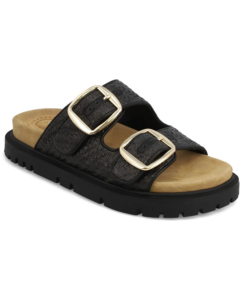 Mia Women's Monica Woven Double Buckle Slip-On Sandals