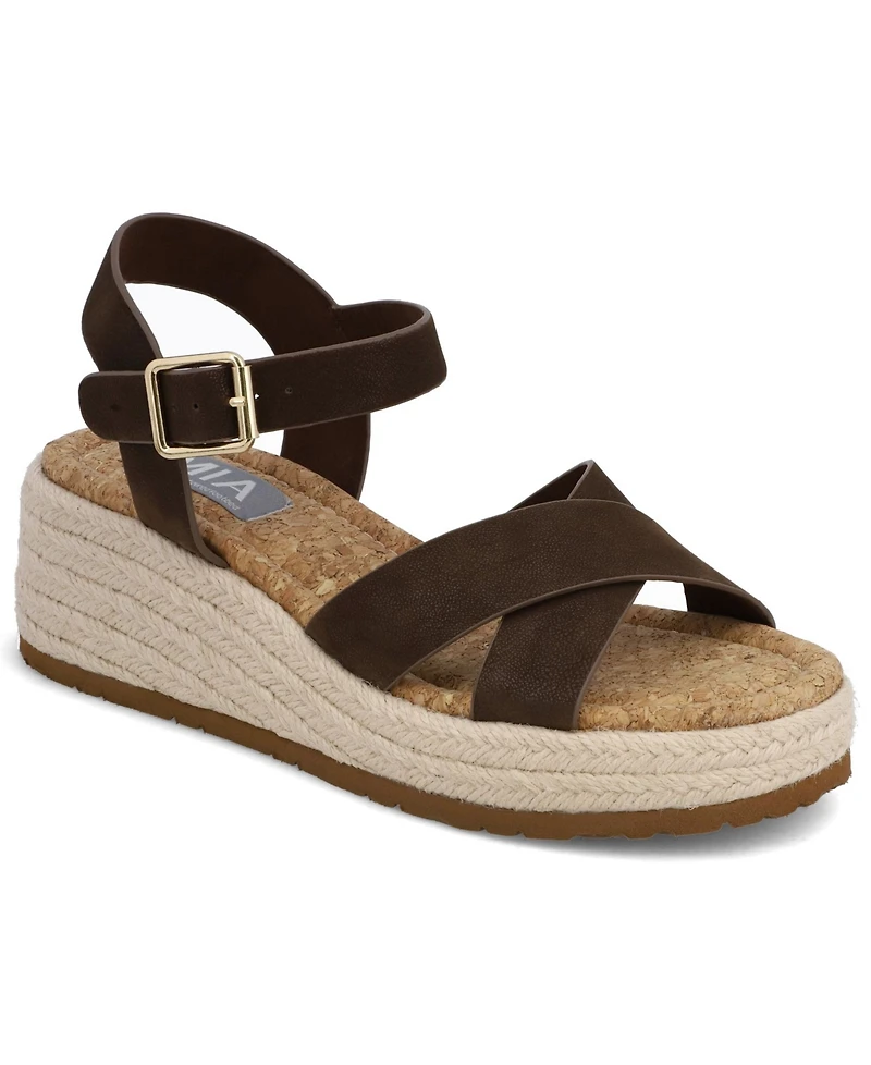 Mia Women's Nikky Round Toe Wedge Sandals