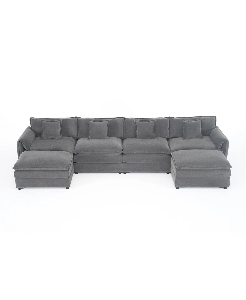 Streamdale Furniture Modular Sectional Sofa, Oversized Deep Seat U Shaped Couch Set, 4-Seater
