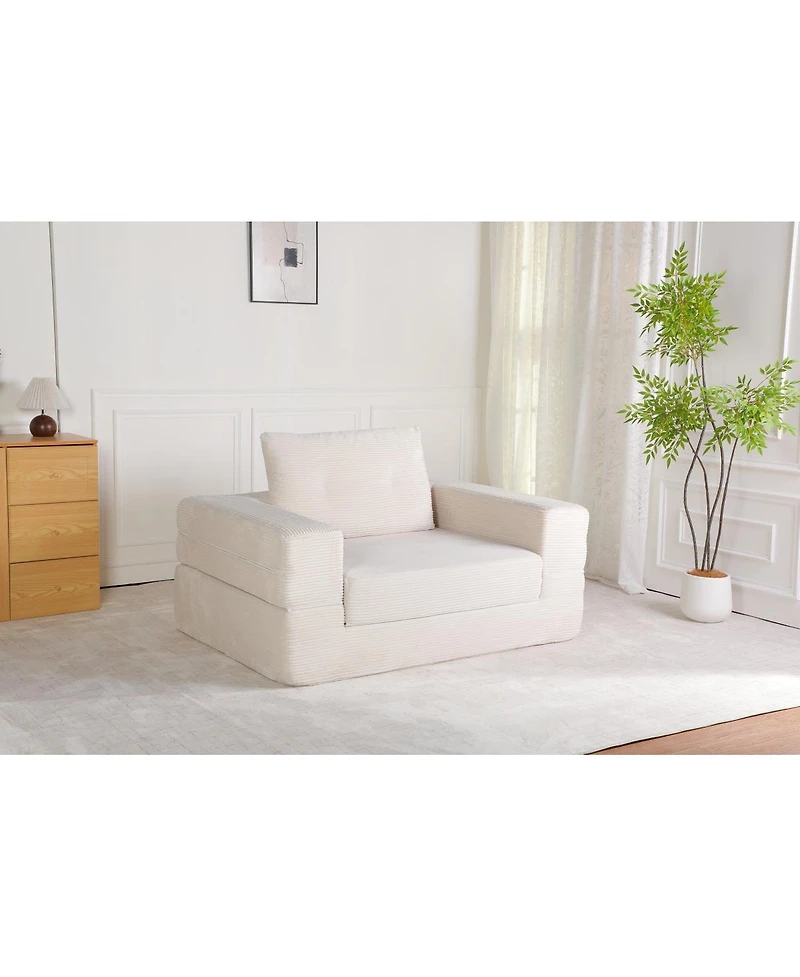 Streamdale Furniture Compression Human Dog Sofa Bed, Modern Floor Couch w/Pillow