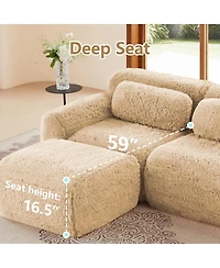 Streamdale Furniture Soft Fluffy Plush Boneless Sofa w/Ergonomic Design, Free Combination Buckle