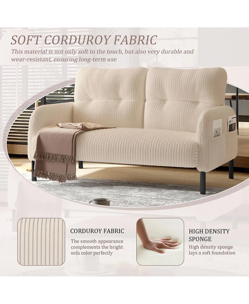 Streamdale Furniture Comfortable monochrome corduroy double sofa for living rooms & bedrooms