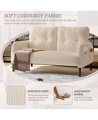 Streamdale Furniture Comfortable monochrome corduroy double sofa for living rooms & bedrooms
