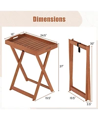 Gymax Patio Solid Wood Tray Table w/ Removable Top Rectangular Tv Tray Bistro Table
