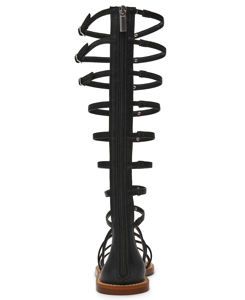 Steve Madden Women's Gladius Knee-High Strappy Flat Round Toe Gladiator Sandals