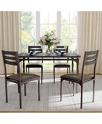 gaomon 5-Piece Industrial Dining Table Set, Modern Table & Chairs Set for 4, Compact Kitchen Set for Apartment