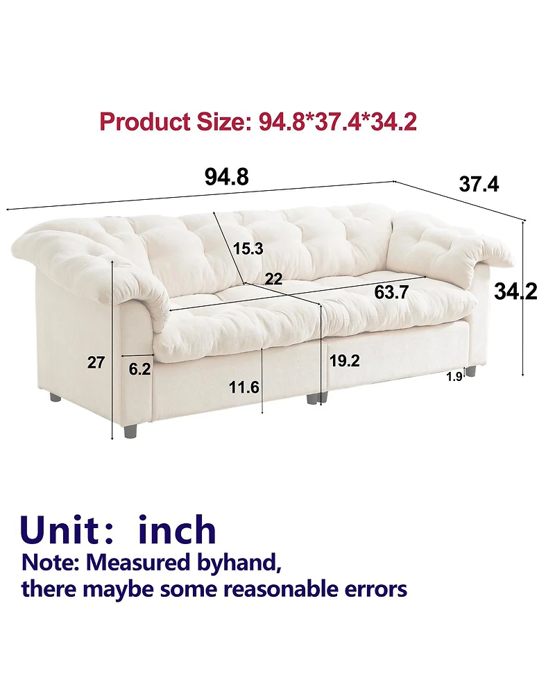 Streamdale Furniture Chenille Modern Comfort Deep Seat Sofa