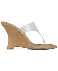 Jeffrey Campbell Women's Persistent Vinyl-Thong Wedge Heel Sandals