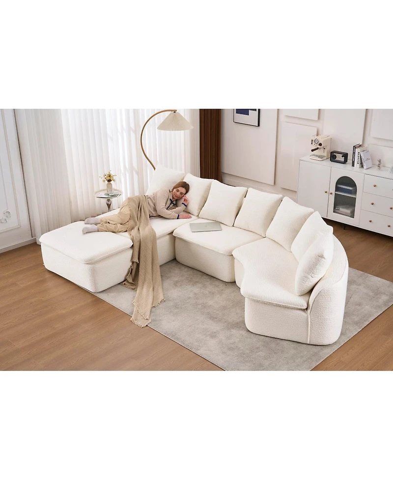Streamdale Furniture 133" Modular U-Shaped Sectional Sofa with Removable Recliner