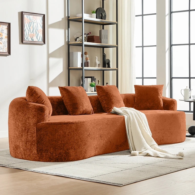 Streamdale Furniture Curved Loveseat with 3 Pillows, Deep Seat Couch for Apartment