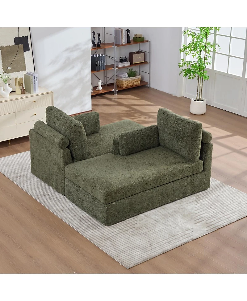 Streamdale Furniture Streamdale Green 63.39" Wide Combination Sofa Bed with Cushions and Metal Legs
