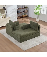 Streamdale Furniture Streamdale Green 63.39" Wide Combination Sofa Bed with Cushions and Metal Legs