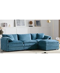 Streamdale Furniture 103" Chenille Modular Sectional Sofa with Deep Seat & Movable Ottoman
