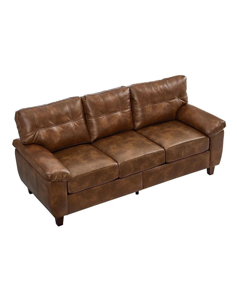 Streamdale Furniture 79" Three Seater Modern Faux Leather Sofa with Storage and Big Armrests