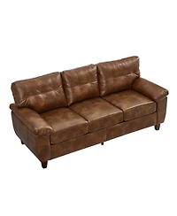 Streamdale Furniture 79" Three Seater Modern Faux Leather Sofa with Storage and Big Armrests
