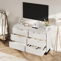 gaomon 6-Drawer Bedroom Dresser, 47.2" Wide Freestanding Wooden Storage Chest for Living Room & Entryway