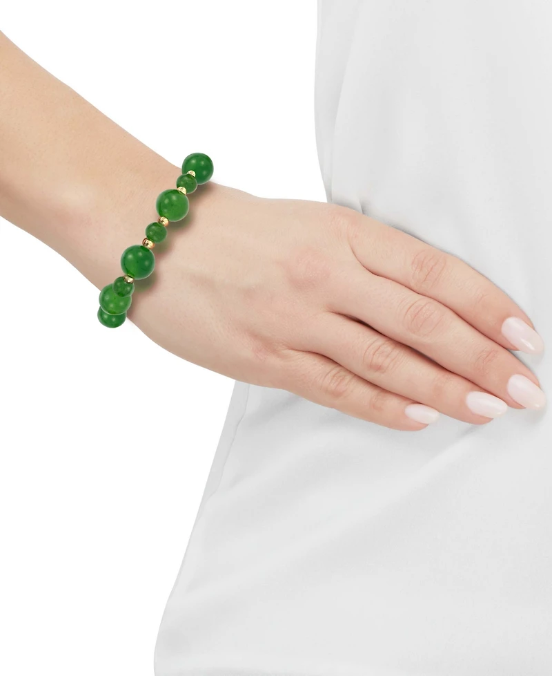 Macy's Onyx (10mm) Beaded Bracelet 14k Yellow Gold Over Sterling Silver (Also available Jade Bead)